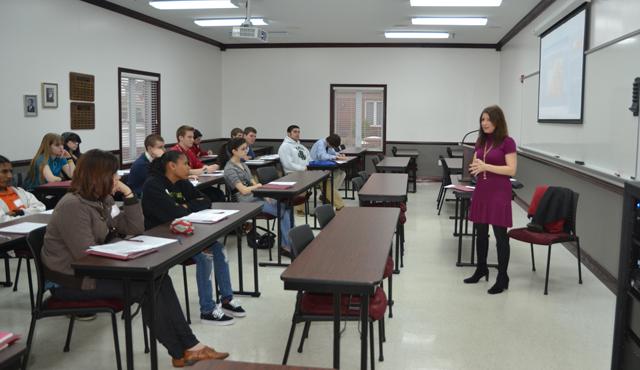 Hagit Limor, past president of the Society of Professional Journalists, who has won 10 Emmys, spoke to the Kentucky High School Journalism Conference at Campbellsville University. (Campbellsville University Photo by Joan C. McKinney)